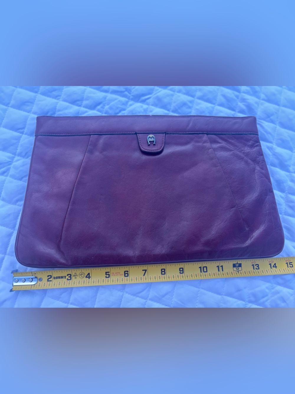 Vintage Burgundy Leather Aigner Clutch - Picture 4 of 14